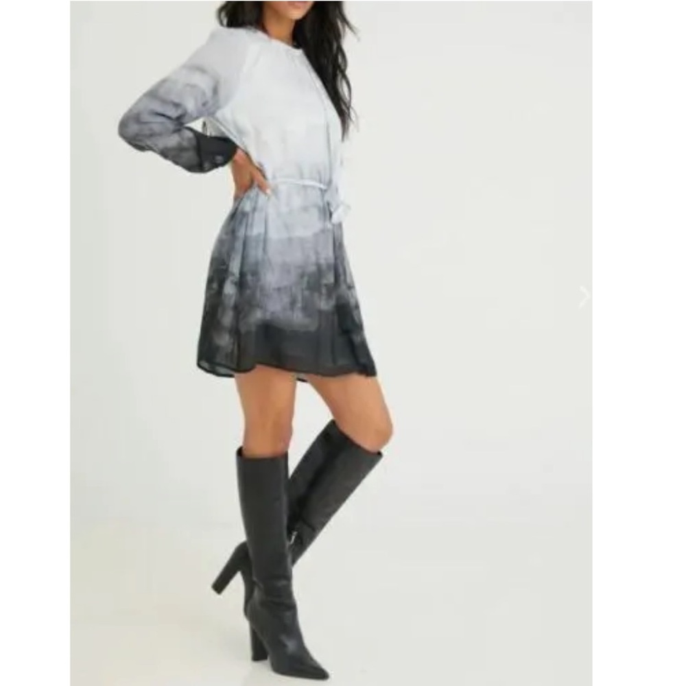 Cloth & Stone Tie Waist Ombré Glacier Print Mini Dress Size Medium